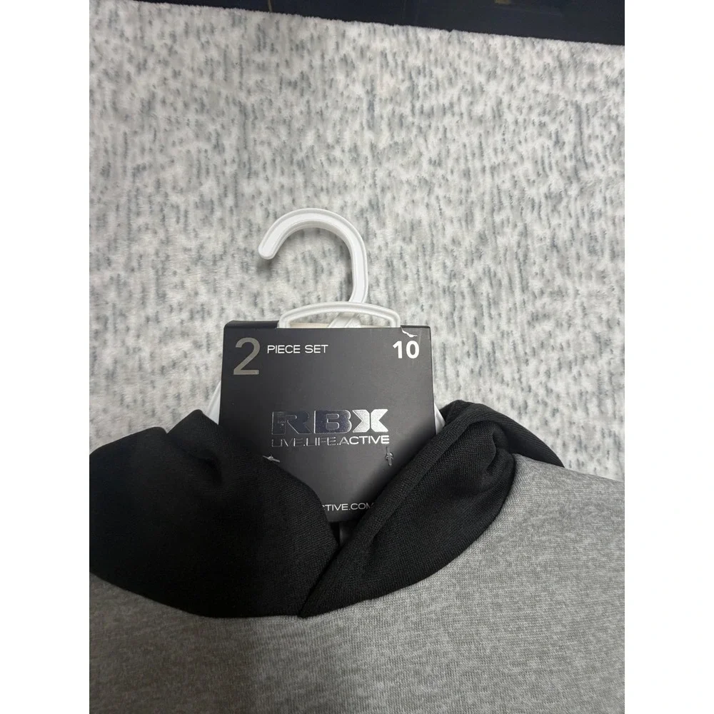 RBX Boys 2 Piece Activewear Set Grey Black Hoodie‎ and Joggers Tracksuit Size 10